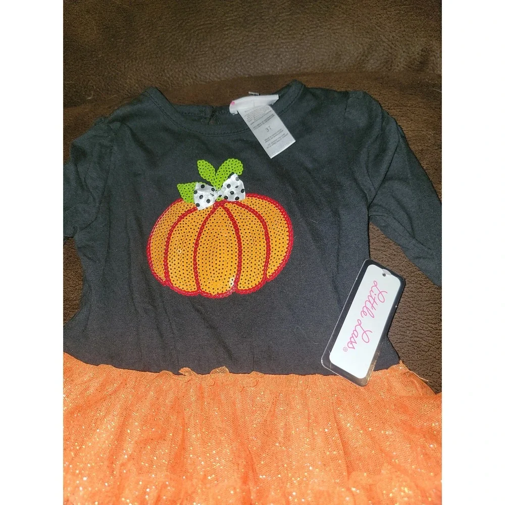Little lass fall autumn Halloween pumpkin dress size 3t nwt
